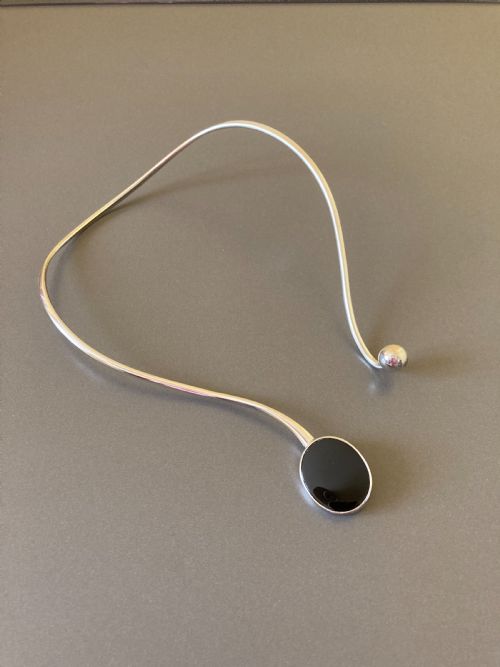 DANISH SILVER AND BLACK ONYX TORQUE 1960S BY NIELS ERIK FROM - ADDITIONAL PHOTO 2