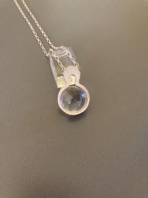 DANISH SILVER CRYSTAL BALL PENDANT 1960S BY KURT NIELSEN - ADDITIONAL PHOTO 1
