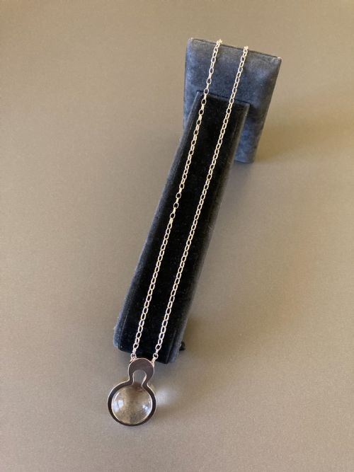 DANISH SILVER CRYSTAL BALL PENDANT 1960S BY KURT NIELSEN - ADDITIONAL PHOTO 2