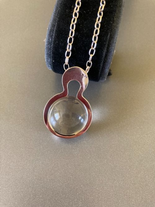 DANISH SILVER CRYSTAL BALL PENDANT 1960S BY KURT NIELSEN - ADDITIONAL PHOTO 3