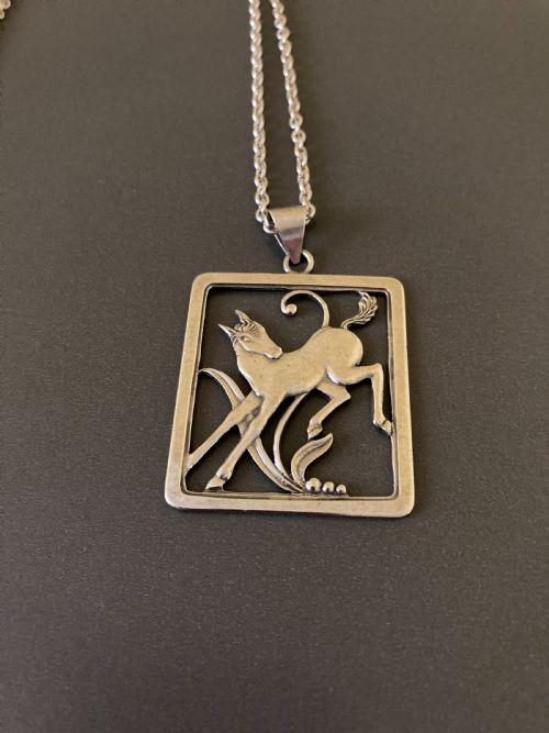 danish silver pendant with foal 1940s by orrica - CATEGORY: ANTIQUE JEWELLERY - DATED 1940