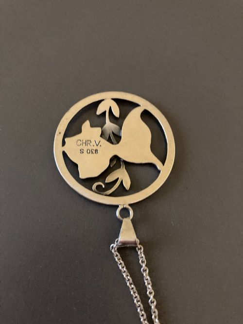 DANISH SILVER PENDANT WITH FISH 1960S BY CHR VEILSKOV - ADDITIONAL PHOTO 4