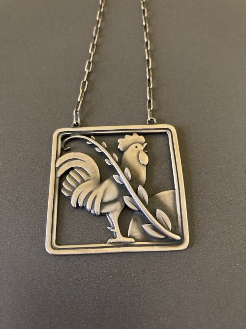 GEORG JENSEN DANISH SILVER PENDANT WITH COCKEREL - ADDITIONAL PHOTO 1