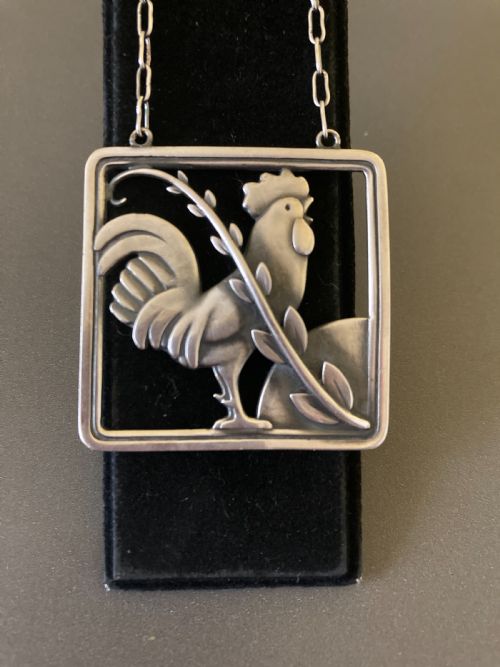 GEORG JENSEN DANISH SILVER PENDANT WITH COCKEREL - ADDITIONAL PHOTO 3