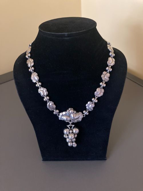 georg jensen danish silver necklace no 96 - CATEGORY: ANTIQUE JEWELLERY - DATED 1950
