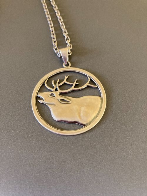 DANISH SILVER PENDANT WITH STAG 1930S - ADDITIONAL PHOTO 1