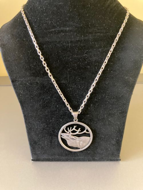 DANISH SILVER PENDANT WITH STAG 1930S - ADDITIONAL PHOTO 2