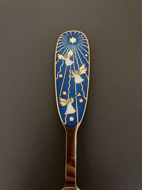 DANISH SILVER GILT AND ENAMEL CHRISTMAS SPOON 1953 - ADDITIONAL PHOTO 1