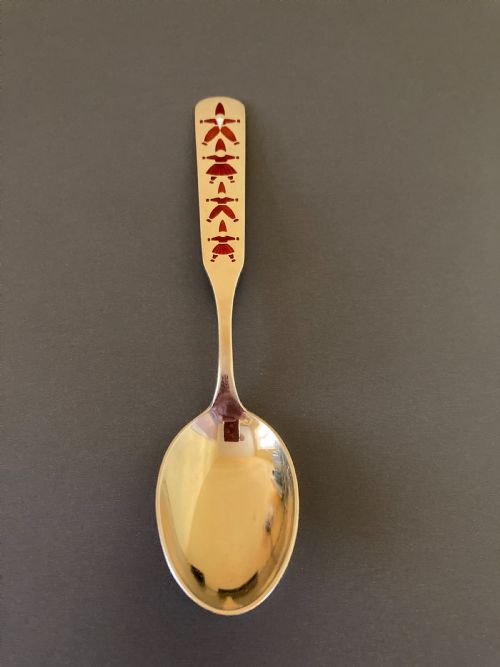 danish silver gilt and enamel christmas spoon 1957 - CATEGORY: ANTIQUE SILVER - DATED 1950