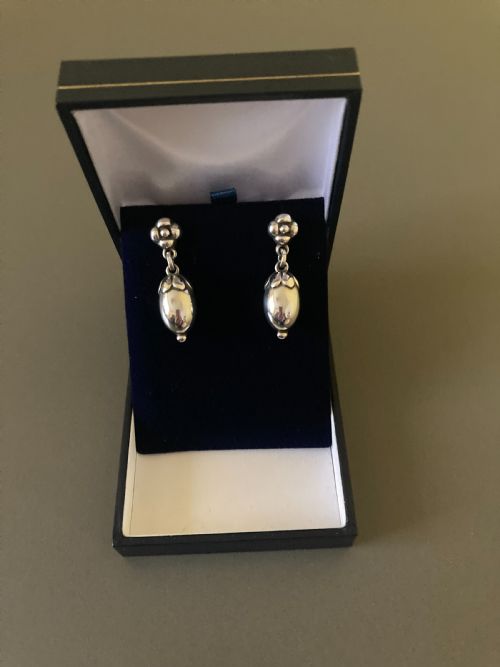 georg jensen danish silver earrings no 4 - CATEGORY: ANTIQUE JEWELLERY - DATED 1950