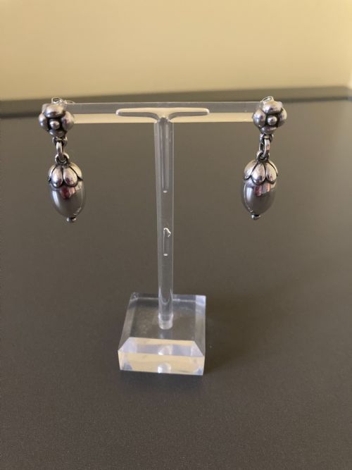 GEORG JENSEN DANISH SILVER EARRINGS NO 4 - ADDITIONAL PHOTO 2