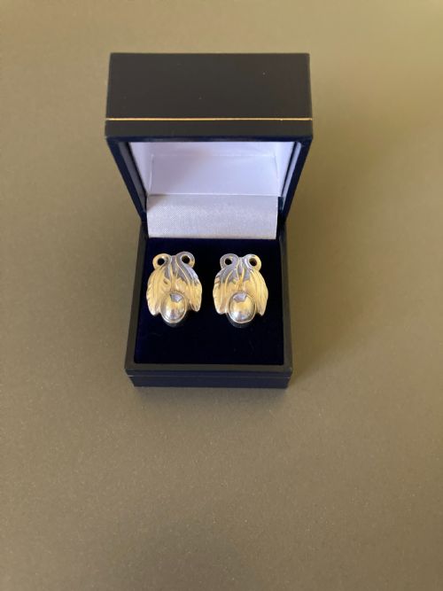 GEORG JENSEN DANISH SILVER EARRINGS NO 108 1950S - ADDITIONAL PHOTO 3