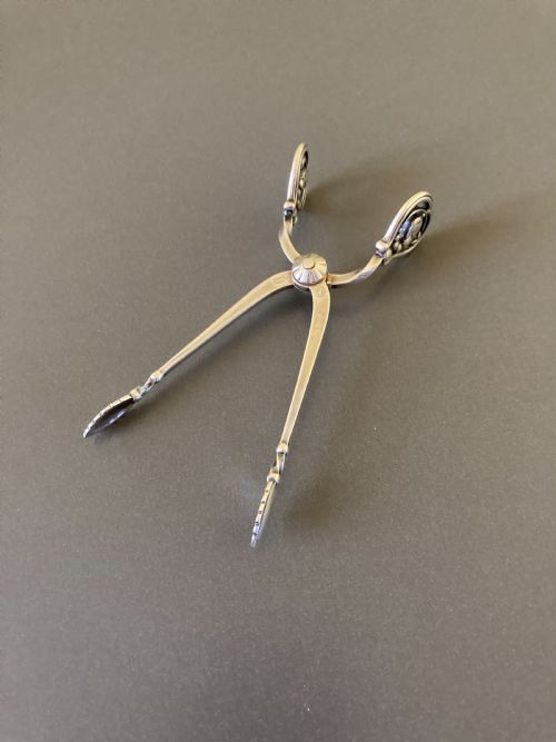 georg jensen danish silver sugar nips blossom pattern - CATEGORY: ANTIQUE SILVER - DATED 1950