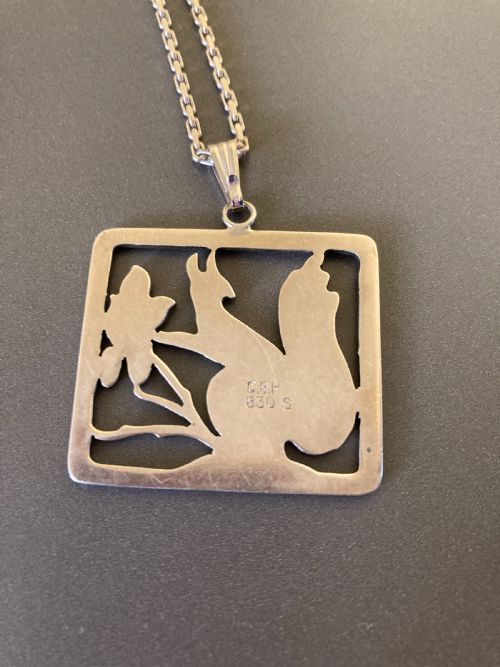 DANISH SILVER PENDANT 1940S BY C BRUMBERG HANSEN - ADDITIONAL PHOTO 3