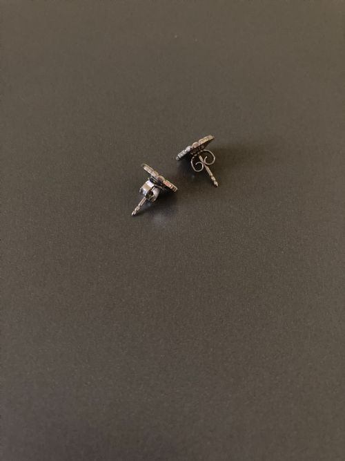GEORG JENSEN DANISH SILVER AND ENAMEL DAISY EARRINGS - ADDITIONAL PHOTO 1