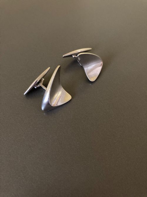 GEORG JENSEN DANISH SILVER CUFF LINKS BY HENNING KOPPEL - ADDITIONAL PHOTO 1