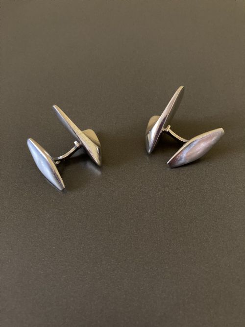GEORG JENSEN DANISH SILVER CUFF LINKS BY HENNING KOPPEL - ADDITIONAL PHOTO 2