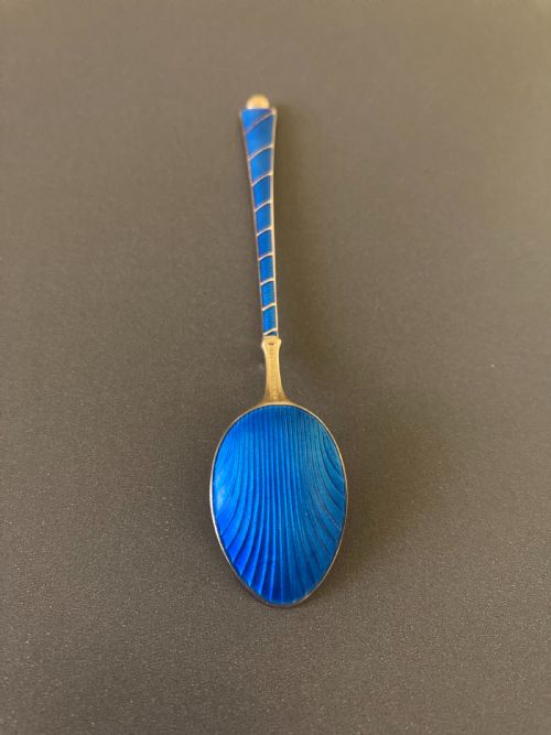 6 DANISH SILVER GILT AND ENAMEL MOCHA SPOON 1950S - ADDITIONAL PHOTO 5