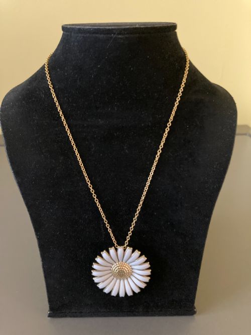 GEORG JENSEN DANISH SILVER GILT AND ENAMEL DAISY PENDANTBROOCH 1950S - ADDITIONAL PHOTO 5
