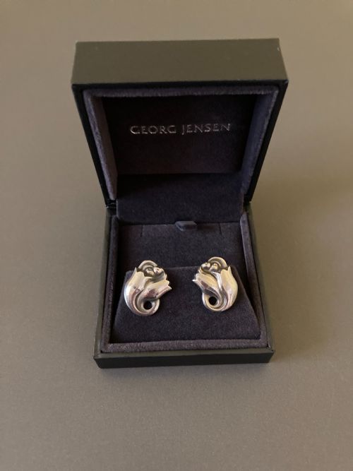 GEORG JENSEN DANISH SILVER EARRINGS NO 100A - ADDITIONAL PHOTO 1