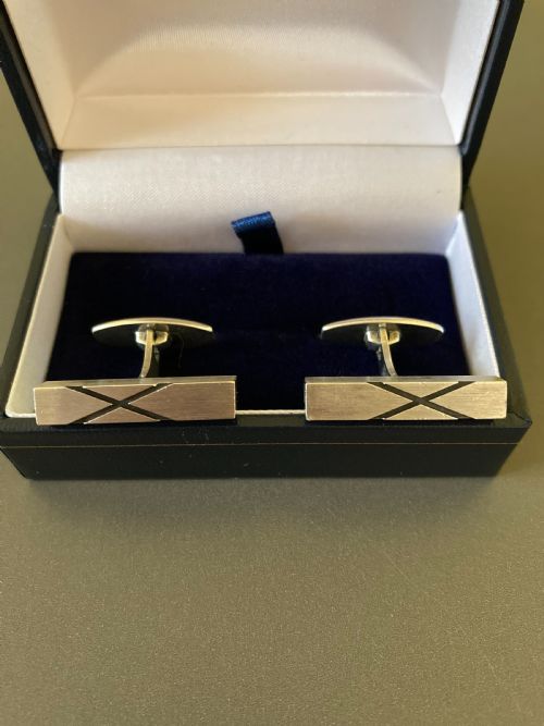 DANISH SILVER CUFF LINKS 1960S BY N E FROM - ADDITIONAL PHOTO 1