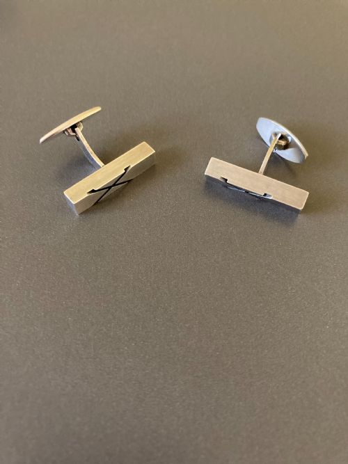DANISH SILVER CUFF LINKS 1960S BY N E FROM - ADDITIONAL PHOTO 2