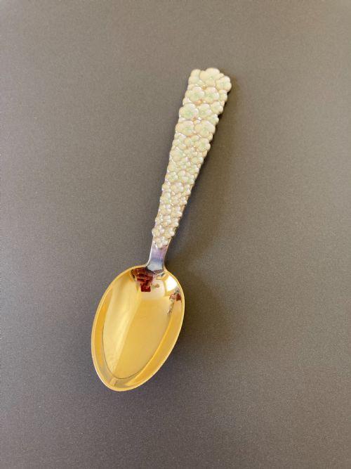 danish silver gilt and enamel christmas spoon 1956 - CATEGORY: ANTIQUE SILVER - DATED 1950