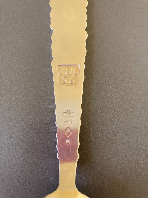 DANISH SILVER GILT AND ENAMEL CHRISTMAS SPOON 1956 - ADDITIONAL PHOTO 3