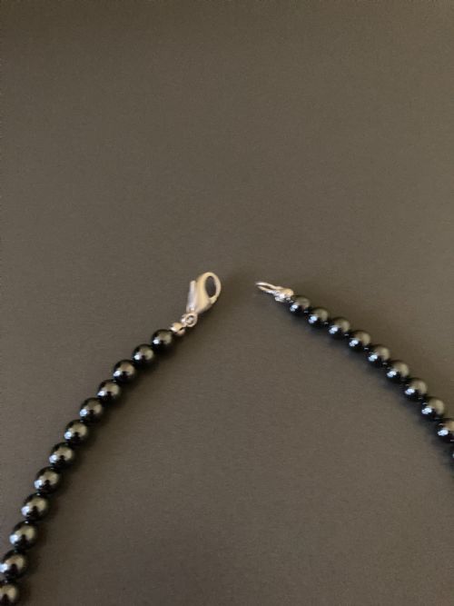 DANISH SILVER PENDANT ON HEMATITE NECKLACE 1960S - ADDITIONAL PHOTO 4
