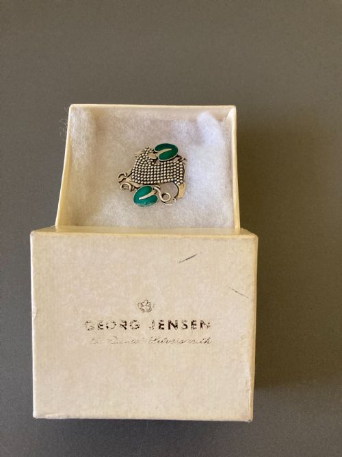 GEORG JENSEN DANISH SILVER AND ENAMEL BROOCH NO 284 - ADDITIONAL PHOTO 1
