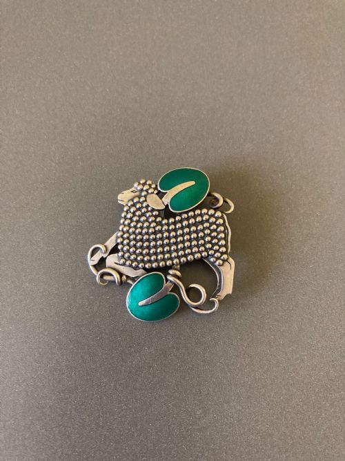 GEORG JENSEN DANISH SILVER AND ENAMEL BROOCH NO 284 - ADDITIONAL PHOTO 2