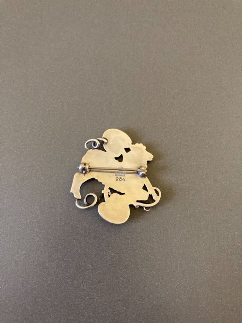 GEORG JENSEN DANISH SILVER AND ENAMEL BROOCH NO 284 - ADDITIONAL PHOTO 4