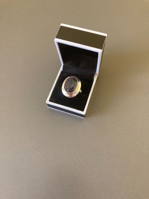 danish silver ring with mystic topaz 1960s - CATEGORY: ANTIQUE JEWELLERY - DATED 1960