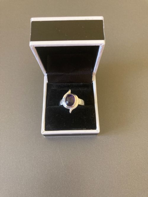 danish silver ring with amethyst 1960s - CATEGORY: ANTIQUE JEWELLERY - DATED 1960