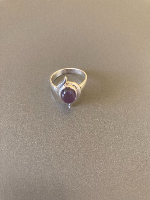 DANISH SILVER RING WITH AMETHYST 1960S - ADDITIONAL PHOTO 1