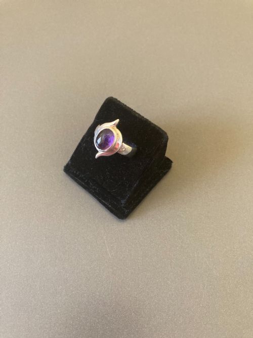 DANISH SILVER RING WITH AMETHYST 1960S - ADDITIONAL PHOTO 2