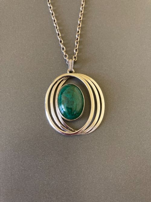 DANISH SILVER PENDANT WITH AGATE 1960S - ADDITIONAL PHOTO 1