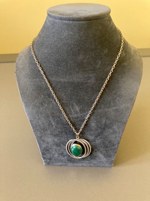 DANISH SILVER PENDANT WITH AGATE 1960S - ADDITIONAL PHOTO 2
