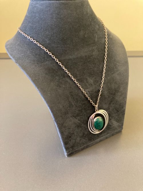 DANISH SILVER PENDANT WITH AGATE 1960S - ADDITIONAL PHOTO 4