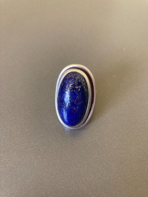 georg jensen danish silver ring with lapis lazuli no 46e - CATEGORY: ANTIQUE JEWELLERY - DATED 1950