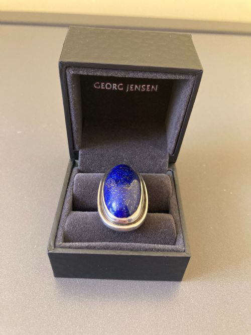 GEORG JENSEN DANISH SILVER RING WITH LAPIS LAZULI NO 46E - ADDITIONAL PHOTO 1