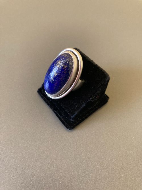 GEORG JENSEN DANISH SILVER RING WITH LAPIS LAZULI NO 46E - ADDITIONAL PHOTO 3