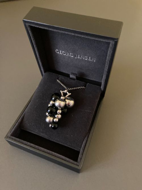 GEORG JENSEN LARGE DANISH SILVER AND ONYX GRAPE PENDANT - ADDITIONAL PHOTO 6