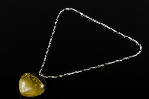 DANISH AMBER PENDANT SET IN BLACK BEECH WOOD 1960S - ADDITIONAL PHOTO 1