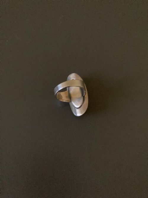 DANISH SILVER AND ROSE QUARTZ RING BY N E FROM 1960S - ADDITIONAL PHOTO 3