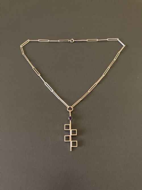 danish silver necklace with pendant by n e from - CATEGORY: ANTIQUE JEWELLERY - DATED 1960