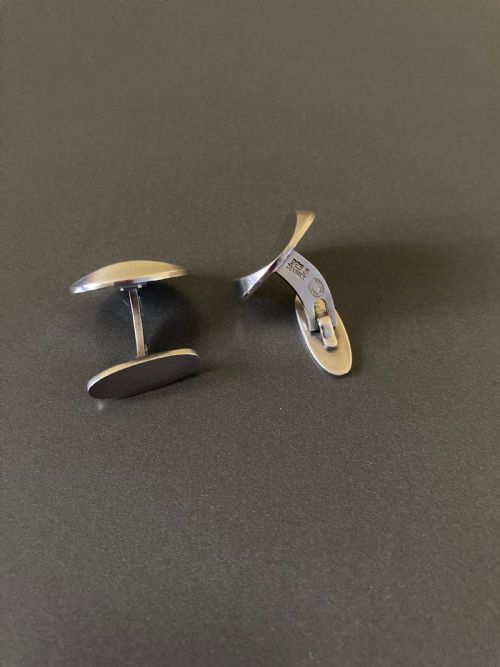 GEORG JENSEN DANISH SILVER CUFF LINKS BY NANNA DITZEL - ADDITIONAL PHOTO 2