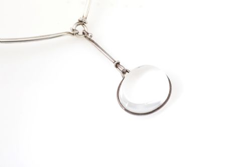 GEORG JENSEN DANISH SILVER TORQUE WITH ROCK CRYSTAL PENDANT BY VIVIANNA TORUN BULOW HUBE - ADDITIONAL PHOTO 4