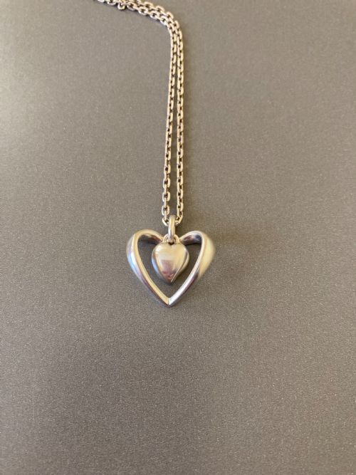 GEORG JENSEN DANISH SILVER HEART PENDANT - ADDITIONAL PHOTO 2