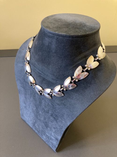 GEORG JENSEN DANISH SILVER NECKLACE NO 66 WITH MATCHING EARRINGS - ADDITIONAL PHOTO 3